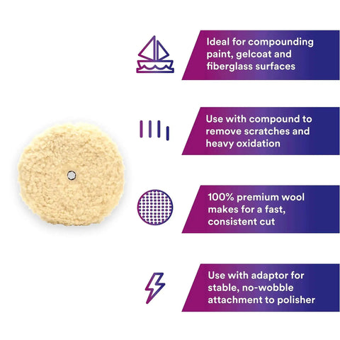 Pro Grade Heavy Cut Wool Compounding Pad For Auto Detailing, 9 Inch Quick Connect Pad, 100 Percent Wool, with benefits