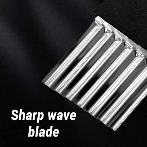Crinkle Cutter For Veggies And Potatoes With Stainless Steel Blade And Ergonomic Non Slip Handle For Easy Boss Level Veggie Prep Sharp Wave Knife For French Fries And Veggie Slicing Multi Functional Kitchen Tool For Quick Cuts And Consistent Results close-up of sharp wave blade