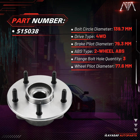 Image of Beefy Front Wheel Hub and Bearing Assembly for Dodge Ram 1500 2000 2001 Fits 4x4 4WD and 2WD ABS Models Only OEM Quality.