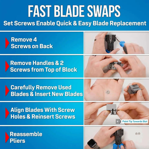 Steps for changing blades on CSP F5 Cable Slitting Pliers For Thin Walled Jacketed Fiber Optic Cables 5mm Precision Cable Cutter