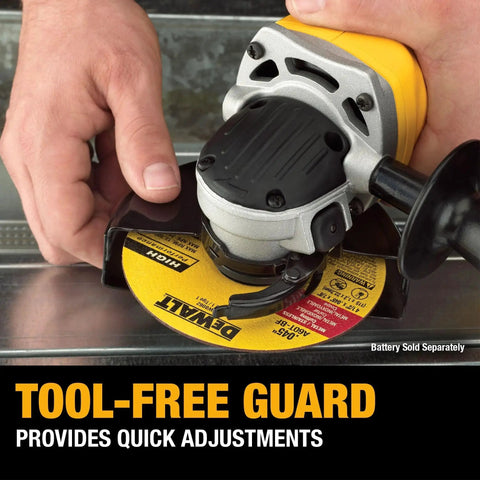 Cordless 4-1/2 Inch Angle Grinder With 8,000 RPM Motor, Quick-Change Wheel Release, Tool Free Guard, And 20V Max Power From DEWALT DCG412B Tool Only