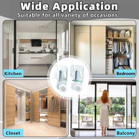 12 Pcs Closet Sliding Door Roller Kit With 24 Screws For Top Hung Bypass Closet And Kitchen Doors installed in various rooms