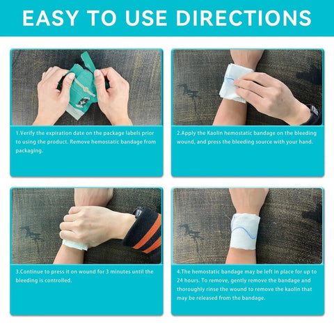 Step-by-step instructions for using Advanced Stop The Bleed Gauze For Rapid Hemostatic Wound Packing In Medical And Survival Kits