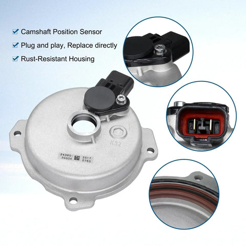 VVT Solenoid With Camshaft Sensor For Hyundai And Kia 2.0L 2.4L Engines Replacement 24360-2GGB0 with rust-resistant housing
