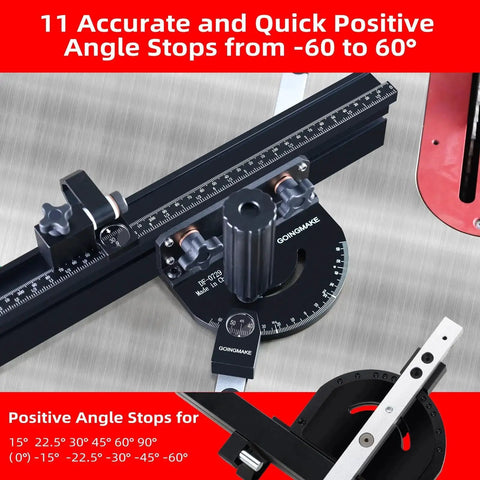 Compact Table Saw Miter Gauge With 360mm Fence And Multifunction Flip Stop For Accurate Woodworking Crosscuts And Angles