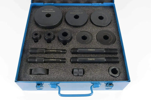 Dimple Die Set Tool Kit Pro Grade Eight Dies One Half Inch Three Quarter Inch One Inch One And A Quarter Inch One And A Half Inch One And A Three Quarter Inch Two Inch Two And A Half Inch For Auto Sheet Metal Fabrication And Automotive Parts in open blue case