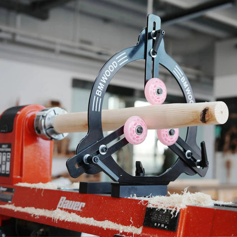 Pro Grade Woodturning Steady Rest For 12 Inch 14 Inch And 16 Inch Swing Lathes Ideal For Spindle Turning Heavy Duty Steel Plate Three Rubber Coated Rollers For Smooth Mobility And Stability Dual Bearing Design