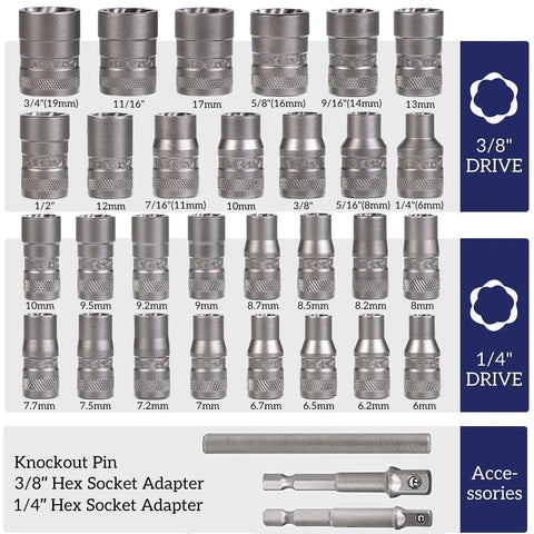Bolt Extractor Kit Round Bolt Remover Set For Damaged Bolts And Screws Extractor Socket Set For Removing Rusted Screws