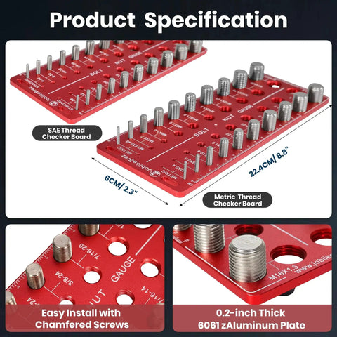 Pro DIY Bolt And Nut Thread Checker Kit With 40 Thread Gauges For 20 Standard And 20 Metric Sizes Wall Mountable Bolt Size Finder