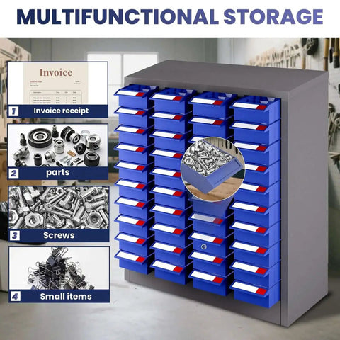 40 Drawer Nut And Bolt Organizer Cabinet With ABS Drawers And Acrylic Shelves And Label Stickers For Small Parts