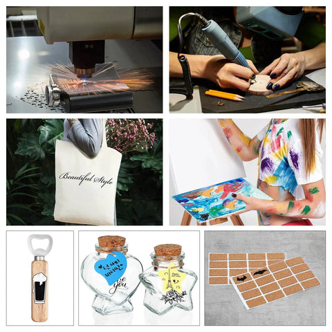 Your Go To All In One 257 Piece Laser Material Kit For Engraving And Cutting With 26 Materials Including Acrylic Metal Wood Fabric PU Leather Glass Rock And Rubber For Laser Engravers And Cutters in use