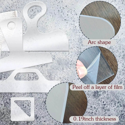 Acrylic Router Templates Set Of 4 Pro Grade Charcuterie Board Handle Templates Clear Cut Board Templates Thick 5mm Angled Curvy Tracing Stencils Cut Guide Tools For Kitchen Woodworking showing a clear acrylic handle template with a peeled layer and arc shape.