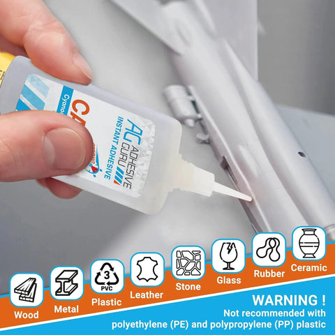 Fast Acting Cyanoacrylate Glue With Activator For Woodworking Woodturning Plastic Metal Leather Ceramic And DIY Craft Projects Delivers Instant Bond And Super Tight Grab Adhesive Guru 1 Pack applied to metal surface