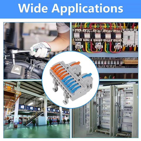 Din Rail Terminal Blocks Kit With 2 In 10 Out Universal Compact Lever Wire Connectors in industrial applications