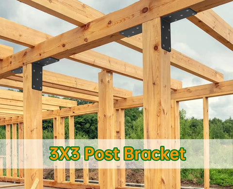 Beefy Heavy Duty 5x5 Inch L Bracket Set For Shelves Fences Pergolas And Posts installed on wooden pergola beams.