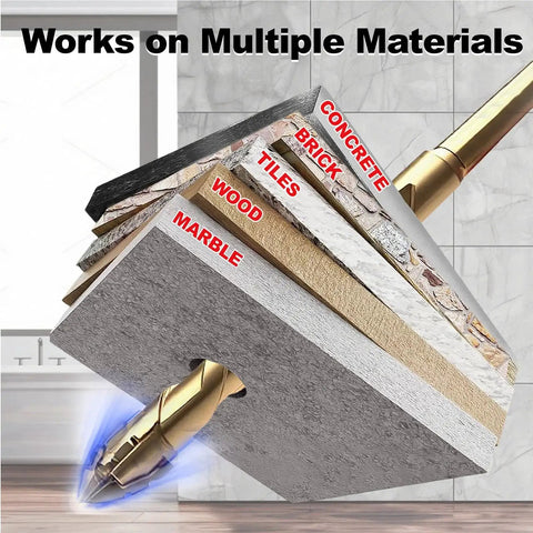 Masonry Drill Bit Set For Concrete And More 10 Pc Tungsten Carbide Four Flute Serrated Eccentric Bits drilling through various materials