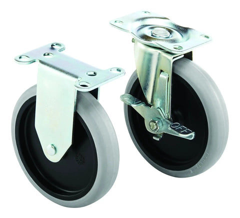 Heavy Duty Adaptable Utility Cart Replacement Casters Pack Of 4 With Two Fixed And Two Swivel Locking Casters 5 Inch TPR Wheels