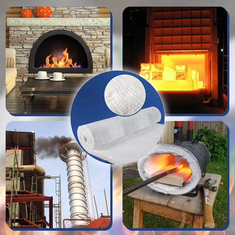 Ceramic fiber insulation blanket for fireplaces; white roll pictured with a stone fireplace and fire.
Ceramic fiber insulation blanket for high-temp forge; orange glow and heated blocks inside a forge.
Ceramic fiber insulation blanket in industrial plant; tall smokestack emitting steam.
Ceramic fiber insulation blanket used in metalworking forge; glowing metal inside insulated chamber.
SIMOND STORE ceramic fiber insulation blanket, 2400F, 4# density, 1 in thick x 12x24 in roll.