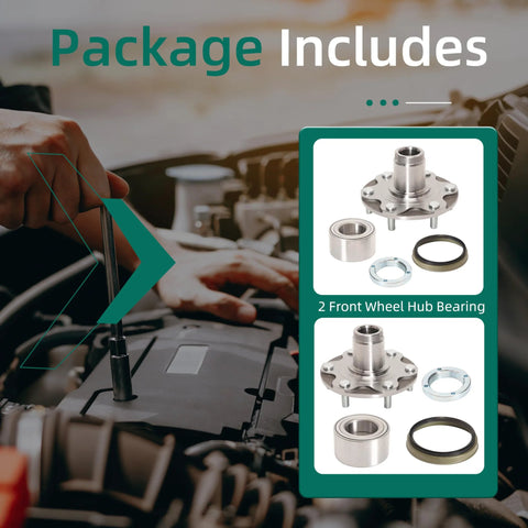 2 Front Wheel Bearings To Fit Toyota 4Runner 1996 To 2001 Sequoia 2001 To 2007 Tundra 2000 To 2006 And Tacoma 1999 To 2004 2WD Only Not Fit 4WD OE WH5170112W NT517011 High Quality Wheel Hub Assembly shown in package.