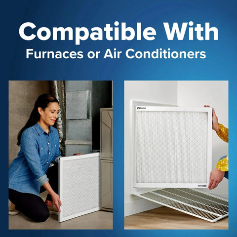 20x25x1 Pleated Air Filter MERV 5 MPR 300 3-Month For AC Furnace 6-Pack being installed in HVAC system
