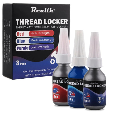 3 Pack Thread Locker Set 10ml Each Red Purple Blue High Medium Low Strength for Metal Fasteners Nuts Bolts Prevent Loosening and Seal Automotive Motorcycle RC Car Projects for a Secure Vibration Resistant Fit