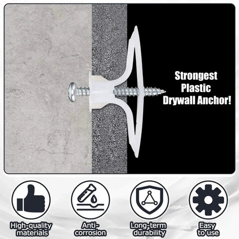 Drywall Anchor Kit 25 Pieces Plastic Self Drilling Expansion Anchors With Screws And Red Key For Drywall Ceiling Gypsum Plasterboard Mounting