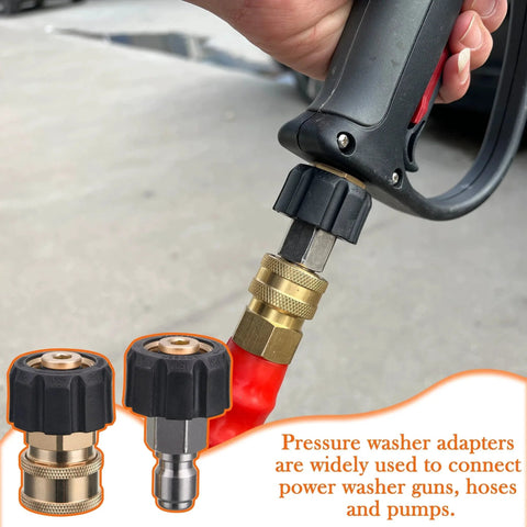 Heavy Duty M22 To 3/8 Quick Connect Pressure Washer Coupler For Hose And Gun, 14mm Female To 3/8 Inch Male Plug Or Socket, 5000 PSI Max