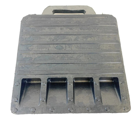 Pallet Jack Wheel Chock Stop Rolling In Trailers Or Trucks Rubber Heavy Duty With Base Black on white background