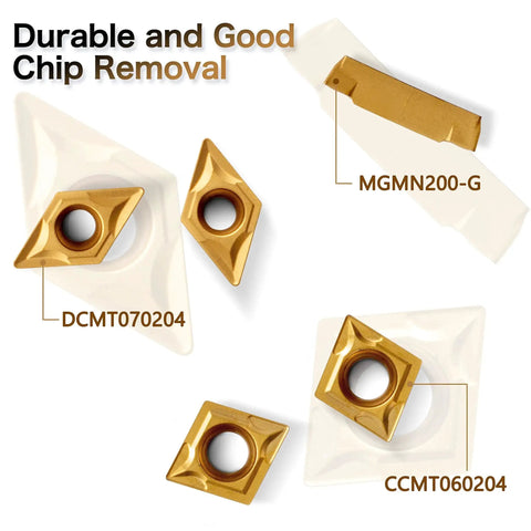 Lathe Tooling Set 21Pcs Threading Holders and Boring Bars with 14 Indexable Carbide Inserts Golden 5/16 Inch Shanks