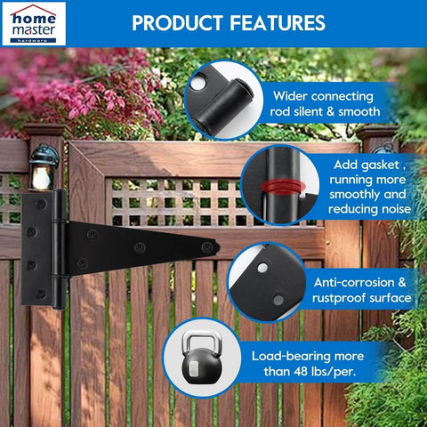 8 Inch T Strap Heavy Duty Shed Door Hinges Black Tee Hinge For Wooden Fences Yard Doors Barn Doors And Gates Rustproof Wrought Iron