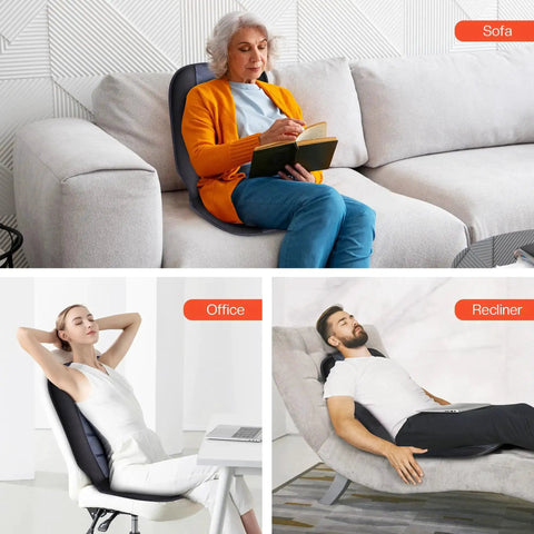 Back Massager Chair Pad With Heat, 10 Vibrating Motors for Office Chair and Home Use in living room, office, and recliner settings