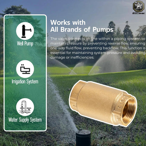 1-inch no-lead brass check valve with backflow preventer, CVNL100 700 Series, universal one-way, 1 in FNPT × 1 in FNPT