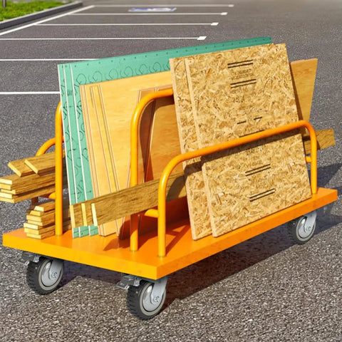 Orange cart with heavy duty 6 inch caster wheel set of four for cart workbench and furniture with 360 degree swivel and ball bearing 1653 lbs.