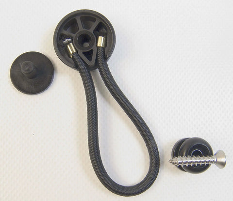 Black Bungee Cord Fastener With Attachment Knob And Mounting Screw For Fabric Snaps On Easy No Tool Install Shock Cord Loop Fastener