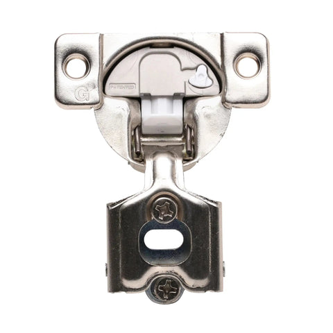 Front view of Soft Close Cabinet Hinges For 1/2 Inch Overlay, 10 Pack, 108 Degree Opening, Screw-On Wrap Around Mount, USA made