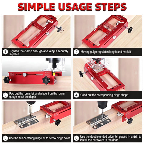Pro Grade Aluminum Alloy Door Hinge Jig Template Kit For Precise Installation Adjustable Mortise Jig in use.