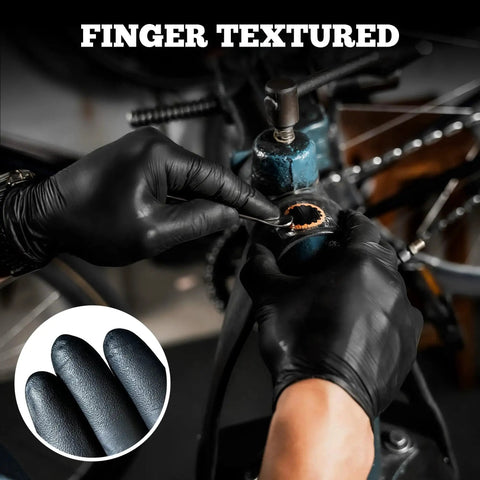 Heavy Duty Black Nitrile Exam Gloves 6-Mil Large 100 Count Latex Free Food Safe used for bike maintenance
