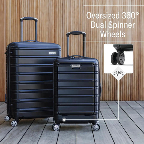 Omni 2 24 Inch Medium Checked Hardside Luggage With 360 Degree Spinner Wheels By Samsonite in artic silver with dual spinner wheels