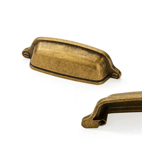 10 Pack 3 Inch Antique Brass Cup Pulls With Aged Gold Finish For Cabinets And Drawers Vintage Brass Kitchen Hardware Solid Heavy Duty Cabinet Handles