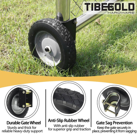 8 Inch Heavy Duty Rubber Gate Wheel Caster For Metal Tube Gates Side Mount Wheel Fits 1-5/8 To 2 Inch OD Round Tube Frames