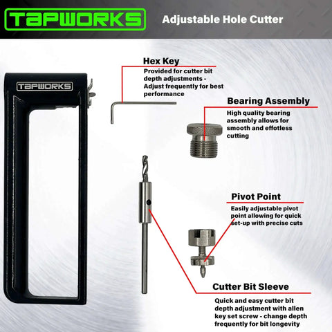 Adjustable 2 To 12 Inch Sheet Metal Hole Cutter For HVAC Ductwork And Duct Tools components in diagram with labels