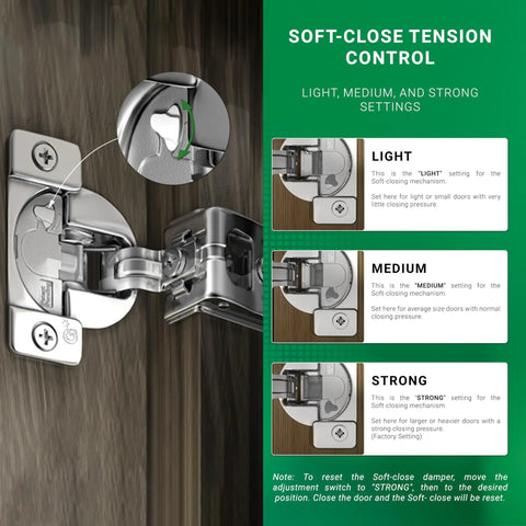 Soft Close Cabinet Hinge For Face Frame Cabinets One And A Quarter Inch Overlay 108 Degree Wrap Around Mount Nickel Plated 2 Pack TEC 864 G02910A15 With Three Tier Adjustment Press In Dowel By Grass tension control settings