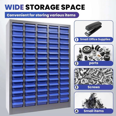 75 Drawer Nut And Bolt Storage Organizer With Anti Drop Design, heavy duty steel cabinet, ABS drawers for small parts