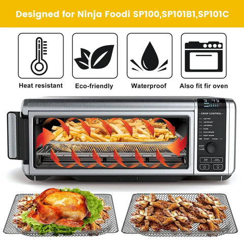 Air Fryer Basket And Steel Wire Rack Accessory For SP100 SP101 Convection Oven, 13.5 x 13.3 inches shown with fries, chicken, and wings