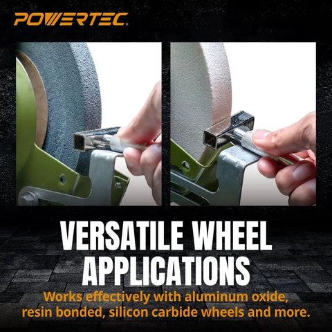 Precision Diamond Dressing Tool For Bench Grinder Wheels With 36 Grit Diamond Chips And Four And Five Eighths Inch Long Diamond Surface With Guide Bars For Cleaning Aluminum Oxide And Silicon Carbide Wheels Powertec 71003
