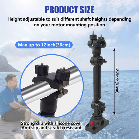 Maximum 12-inch adjustable Universal Trolling Motor Stabilizer Bracket With Quick Release And Adjustable Support Mount for boats
