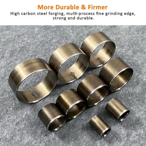 Leather Circle Cutter Set For DIY Leather Projects, 9 Piece Circle Punch Tool Kit Spanning 15 To 55mm, displayed on gray surface