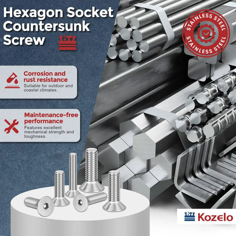 Flat Head Socket Cap Screws Set 25 Pieces Size 8-32 Half Inch Long Heavy Duty 18-8 Stainless Steel Countersunk Bolts In Silver for repair
