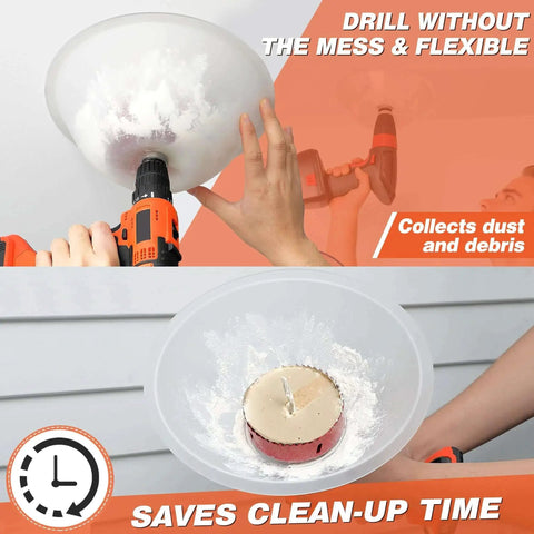 Drilling with Less Mess Drill Dust Bowl And Hole Saw Dust Collector For Drilling Recessed Lights And Drywall Silicone.