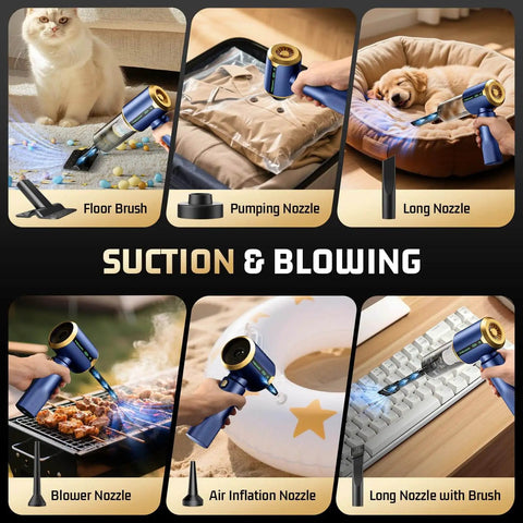 Cordless Car Handheld Vacuum Cleaner With 16000Pa Suction Brushless Motor And HEPA Filter Ultra Lightweight And Compact For Cars And Office No Cords Quick Cleanups Easy Empty Dust Cup Blue with multi-function nozzles for cleaning various surfaces.